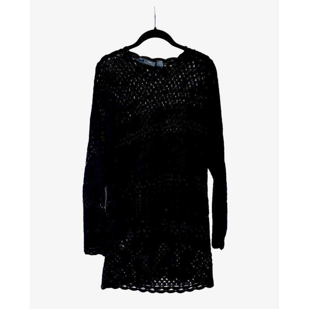 Liz Wear Claiborne Womens Black Top Hand Knitted‎  Detailed Size Large